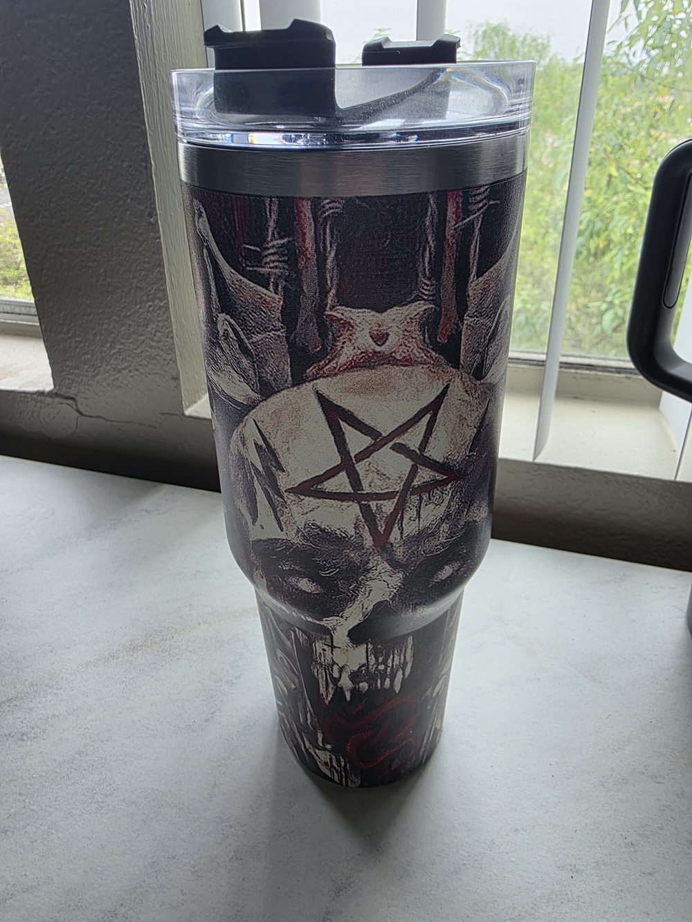 Skull Pentagram Stainless Travel Tumbler - Dark Graphic